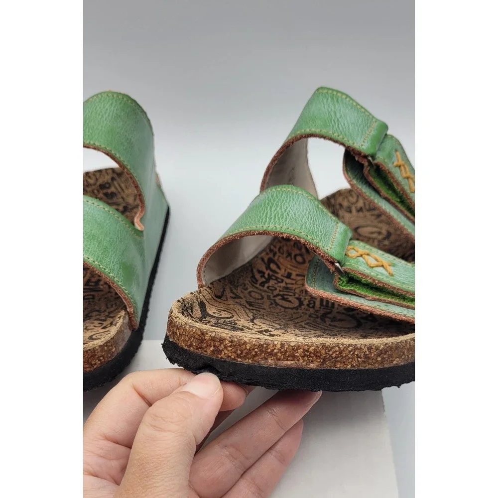 TMA Eyes Green Cork Bed Sandals Size 9 (EU 40) Hand Stitched Comfort Slides - Picture 8 of 11